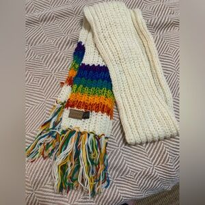 Kyber Outdoors Wool Knit Scarf with Rainbow Stripes cozy warm